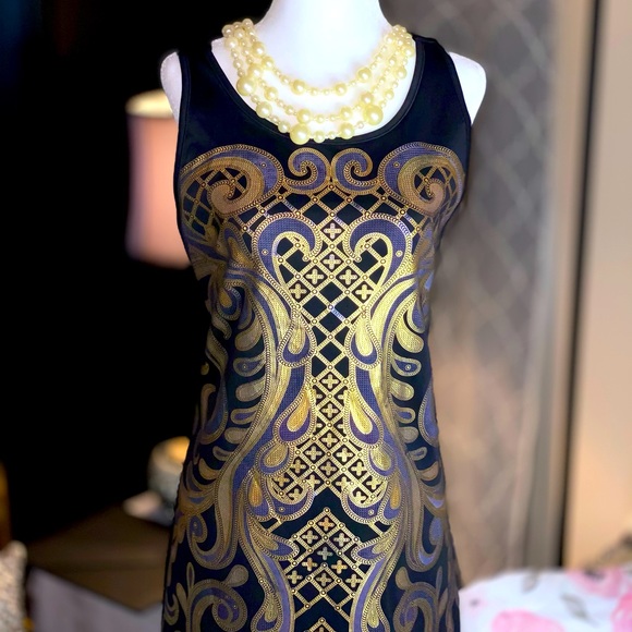 Beautiful Black Print sleeveless dress - Picture 1 of 5